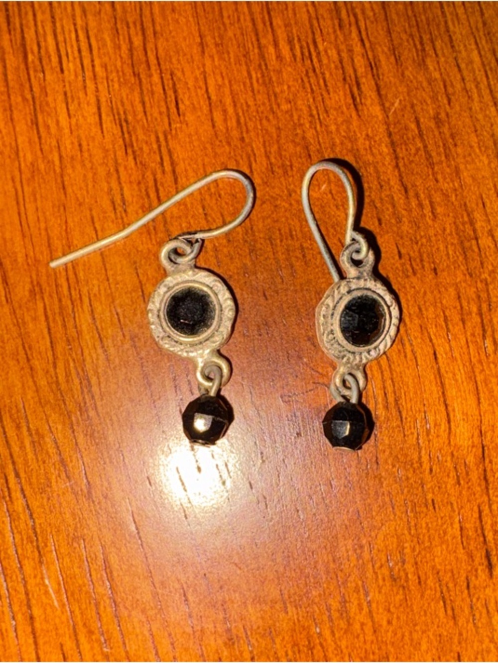 Chico's Silver-Tone Earrings with Black Stones